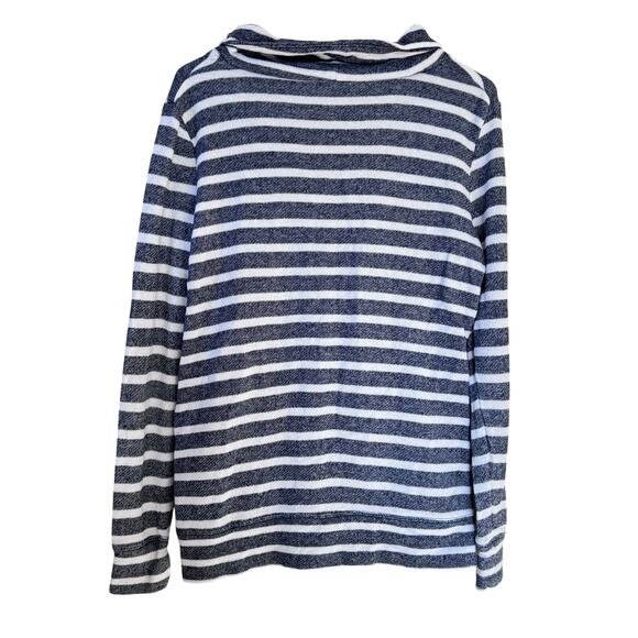 Banana Republic Womens Terry Cloth Sweater Size Small Striped Popover Fisherman - Picture 4 of 10